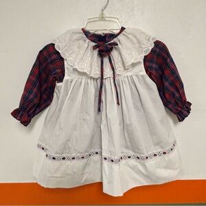 C.I. Castro Plaid Baby Dress with White Overlay